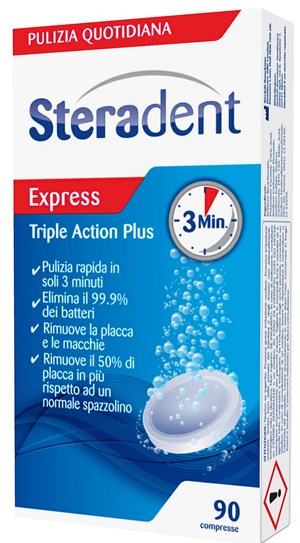 STERADENT TRIPLE ACTION PLUS 90 COMPRESSE PULENTI - Farmacia Sant Anna SAS del Dott. Mariani Federigo