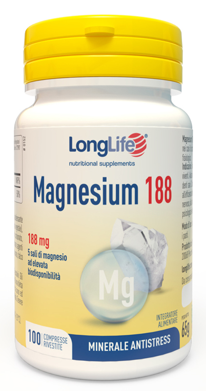 LONGLIFE MAGNESIUM 188 100 COMPRESSE RIVESTITE DA 6,5 G - Farmacia Sant Anna SAS del Dott. Mariani Federigo