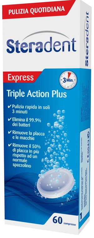 STERADENT TRIPLE ACTION PLUS 60 COMPRESSE PULENTI - Farmacia Sant Anna SAS del Dott. Mariani Federigo