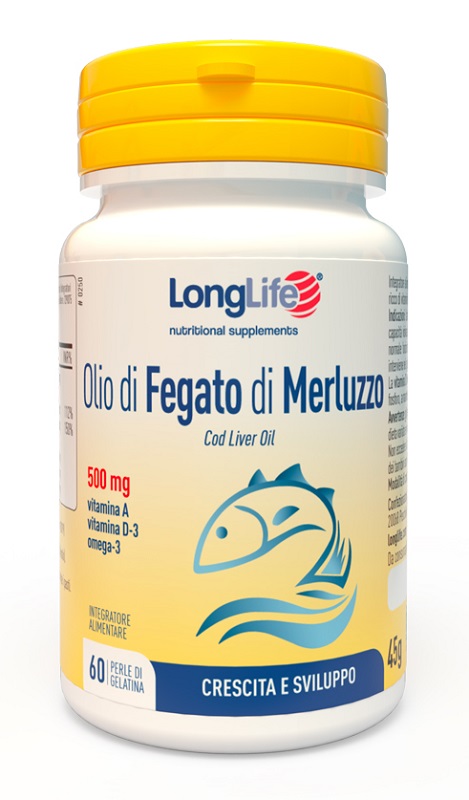 LONGLIFE OLIO FEGATO MERLUZZO 500 MG 60 PERLE IN GELATINA - Farmacia Sant Anna SAS del Dott. Mariani Federigo