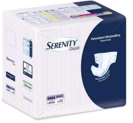 PANNOLONE PER INCONTINENZA A MUTANDINA SERENITY CLASSIC FORMATO MAXI TAGLIA LARGE 15 PEZZI - Farmacia Sant Anna SAS del Dott. Mariani Federigo