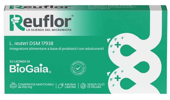REUFLOR 20 COMPRESSE MASTICABILI AROMA LIMONE - Farmacia Sant Anna SAS del Dott. Mariani Federigo