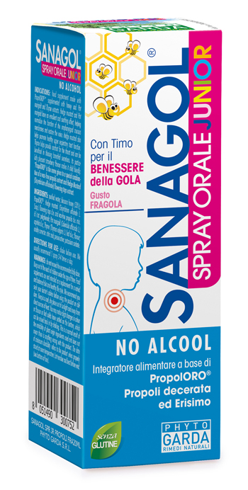 SANAGOL SPRAY JUNIOR PROPOLI FRAGOLA 20 ML - Farmacia Sant Anna SAS del Dott. Mariani Federigo