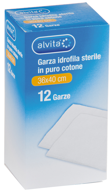 GARZA IDROFILA IN PURO COTONE ALVITA 36X40CM 12 PEZZI - Farmacia Sant Anna SAS del Dott. Mariani Federigo