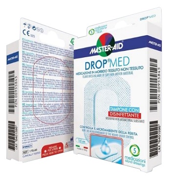 MEDICAZIONE COMPRESSA AUTOADESIVA DERMOATTIVA IPOALLERGENICA AERATA MASTER-AID DROP MED 10X12 5 PEZZI - Farmacia Sant Anna SAS del Dott. Mariani Federigo