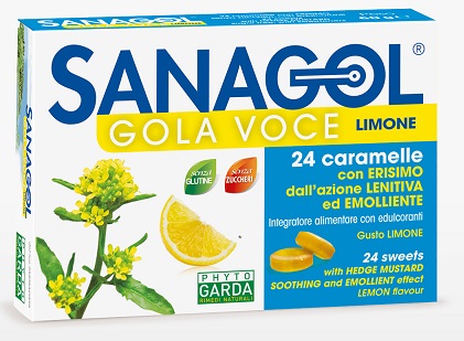 SANAGOL GOLA VOCE SENZA ZUCCHERO LIMONE 24 CARAMELLE - Farmacia Sant Anna SAS del Dott. Mariani Federigo