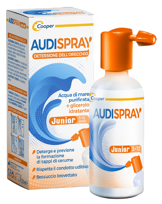 AUDISPRAY JUNIOR 3-12 ANNI SOLUZIONE DI ACQUA DI MARE IPERTONICA SPRAY SENZA GAS IGIENE ORECCHIO 25ML - Farmacia Sant Anna SAS del Dott. Mariani Federigo