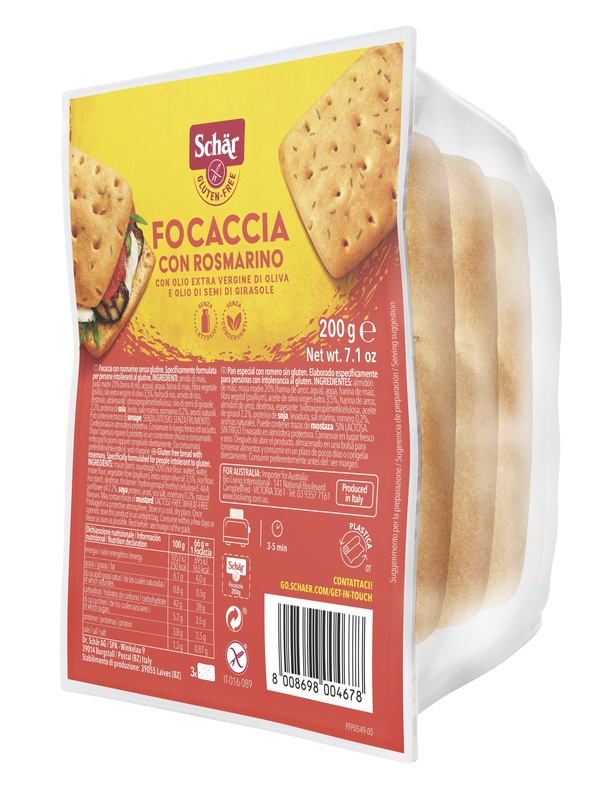 SCHAR FOCACCIA CON ROSMARINO SENZA LATTOSIO 200 G - Farmacia Sant Anna SAS del Dott. Mariani Federigo