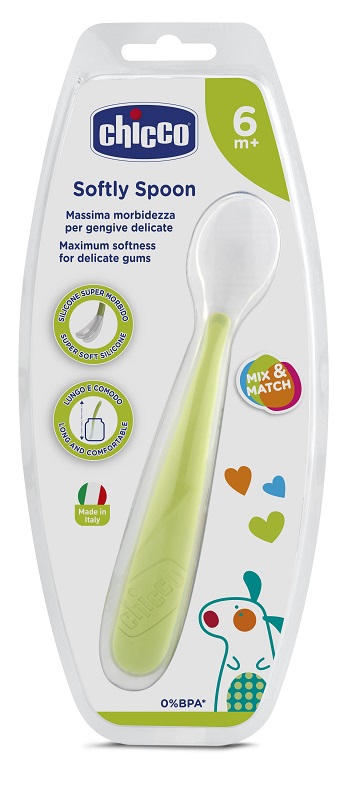 CHICCO CUCCHIAIO MORBIDO SILICONE 6M+ VERDE UP - Farmacia Sant Anna SAS del Dott. Mariani Federigo