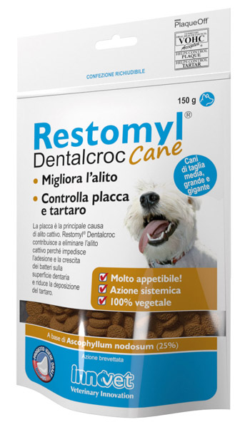 RESTOMYL DENTALCROC CANI TAGLIA MEDIA GRANDE E GIGANTE BUSTA 150 G - Farmacia Sant Anna SAS del Dott. Mariani Federigo