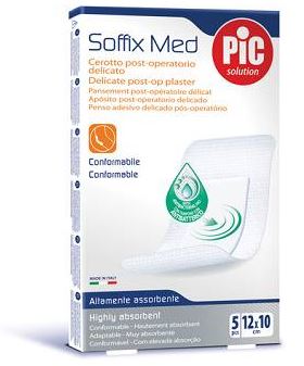 CEROTTO PIC SOFFIX MED IN TNT CON TAMPONE CENTRALE ASSORBENTE STERILE MONOUSO 10X12 CM ANTIBATTERICO 5 PEZZI - Farmacia Sant Anna SAS del Dott. Mariani Federigo