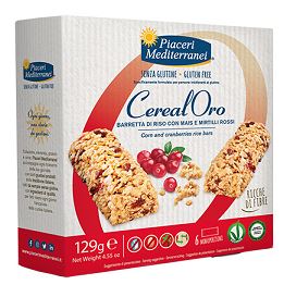 PIACERI MEDITERRANEI CEREALORO BARRETTA DI RISO CON MAIS E MIRTILLI ROSSI 6 PEZZI DA 21,5 G - Farmacia Sant Anna SAS del Dott. Mariani Federigo