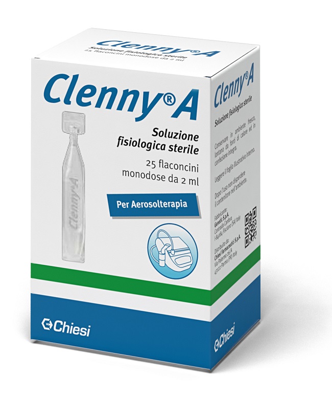 CLENNY A SOLUZIONE FISIOLOGICA STERILE PER AEROSOLTERAPIA 25 FLACONCINI MONODOSE DA 2 ML - Farmacia Sant Anna SAS del Dott. Mariani Federigo
