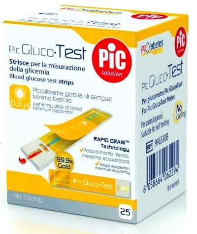 STRISCE MISURAZIONE GLICEMIA PIC GLUCOTEST 25 PEZZI - Farmacia Sant Anna SAS del Dott. Mariani Federigo
