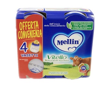 MELLIN OMOGENEIZZATO VITELLO 4 PEZZI X 80 G - Farmacia Sant Anna SAS del Dott. Mariani Federigo