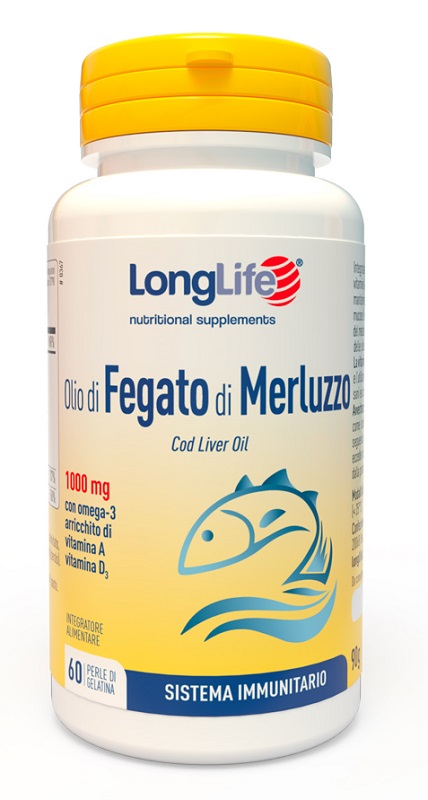 LONGLIFE OLIO FEGATO MERLUZZO 1000 MG 60 PERLE IN GELATINA - Farmacia Sant Anna SAS del Dott. Mariani Federigo