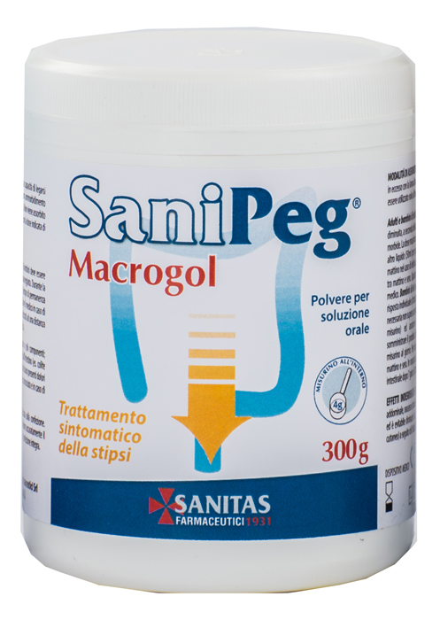 SANIPEG MACROGOL POLVERE PER SOLUZIONE ORALE BARATTOLO 300 G - Farmacia Sant Anna SAS del Dott. Mariani Federigo