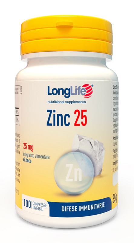 LONGLIFE ZINC 25 MG 100 COMPRESSE DIVISIBILI - Farmacia Sant Anna SAS del Dott. Mariani Federigo