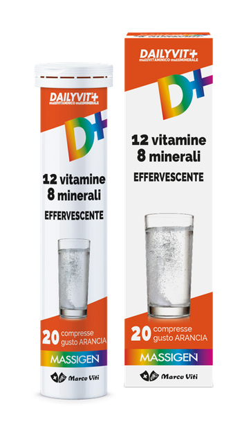 MASSIGEN DAILYVIT 12 VITAMINE 8 MINERALI EFFERVESCENTE 20 COMPRESSE - Farmacia Sant Anna SAS del Dott. Mariani Federigo