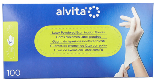GUANTI DA ISPEZIONE ALVITA IN LATTICE TALCATI M 100 PEZZI - Farmacia Sant Anna SAS del Dott. Mariani Federigo