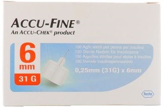 AGO PER PENNA DA INSULINA ACCU-FINE PEN NEEDLE ACCU-CHEK GAUGE 31 X 6MM 100 PEZZI - Farmacia Sant Anna SAS del Dott. Mariani Federigo