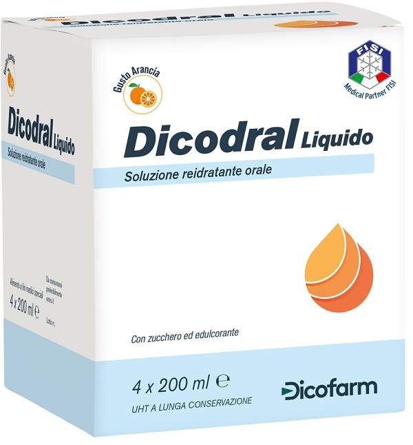 DICODRAL LIQUIDO SOLUZIONE REIDRATANTE ORALE 4 X 200 ML - Farmacia Sant Anna SAS del Dott. Mariani Federigo