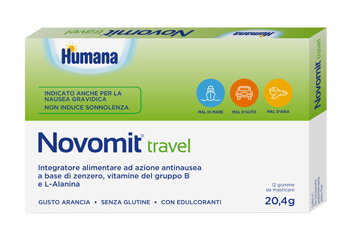NOVOMIT TRAVEL 12 GOMME DA MASTICARE GUSTO ARANCIA - Farmacia Sant Anna SAS del Dott. Mariani Federigo