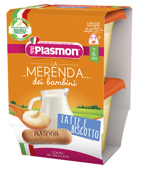 PLASMON LA MERENDA DEI BAMBINI MERENDE LATTE BISCOTTO ASETTICO 2 X 120 G - Farmacia Sant Anna SAS del Dott. Mariani Federigo