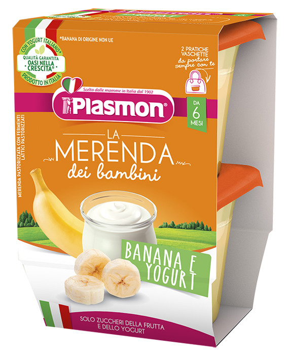 PLASMON LA MERENDA DEI BAMBINI SAPORI DI NATURA BANANA YOGURT ASETTICO 2 X 120 G - Farmacia Sant Anna SAS del Dott. Mariani Federigo