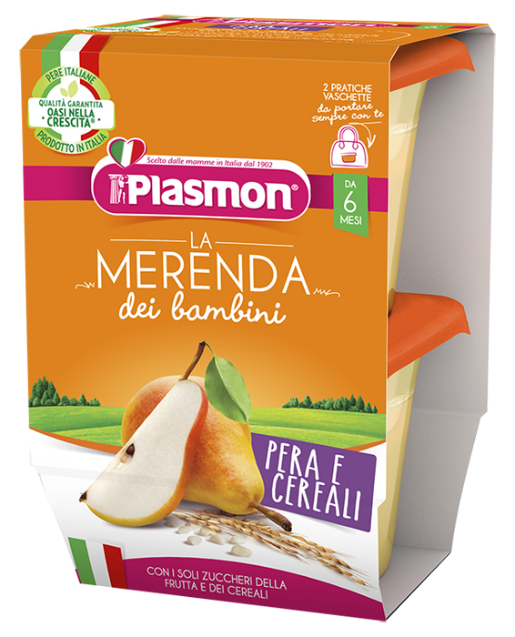 PLASMON LA MERENDA DEI BAMBINI SAPORI DI NATURA PERA CEREALI ASETTICO 2 X 120 G - Farmacia Sant Anna SAS del Dott. Mariani Federigo