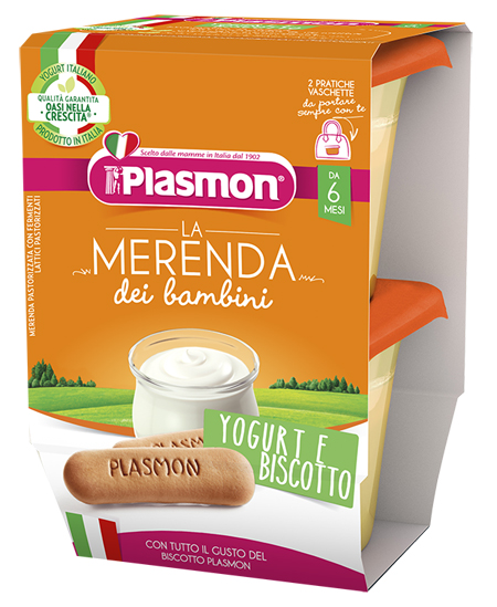 PLASMON LA MERENDA DEI BAMBINI SAPORE DI NATURA YOGURT BISCOTTO ASETTICO 2 X 120 G - Farmacia Sant Anna SAS del Dott. Mariani Federigo