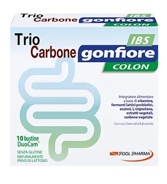 TRIOCARBONE GONFIORE IBS 10 BUSTE DUOCAM DA 2 G + 1,5 G - Farmacia Sant Anna SAS del Dott. Mariani Federigo