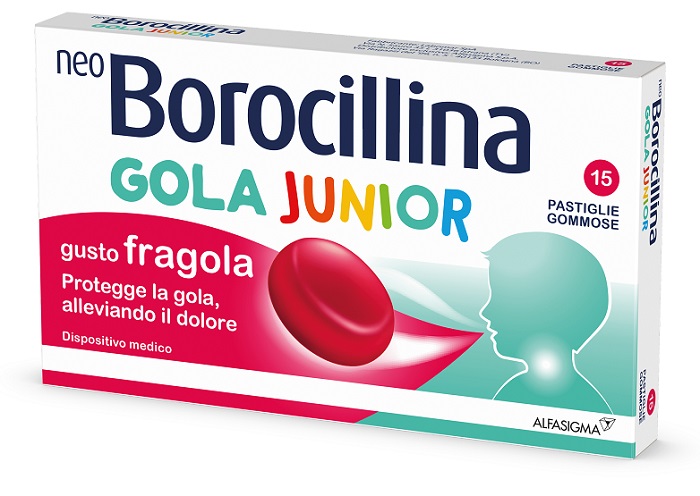 NEOBOROCILLINA GOLA JUNIOR 15 PASTIGLIE GUSTO FRAGOLA - Farmacia Sant Anna SAS del Dott. Mariani Federigo