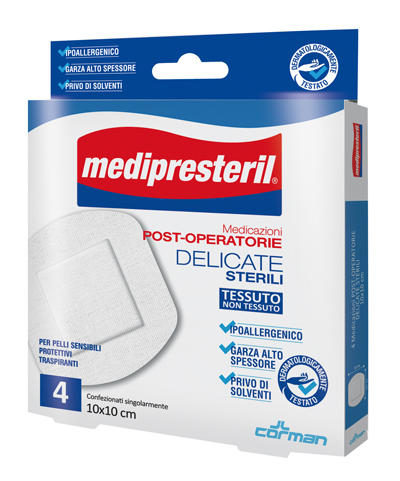 MEDICAZIONE POST OPERATORIA MEDIPRESTERIL DELICATA TNT 10X10CM 5 PEZZI - Farmacia Sant Anna SAS del Dott. Mariani Federigo