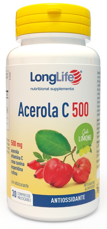 LONGLIFE ACEROLA C500 LIMONE 30 COMPRESSE MASTICABILI - Farmacia Sant Anna SAS del Dott. Mariani Federigo