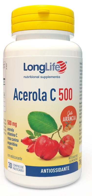 LONGLIFE ACEROLA C500 ARANCIA 30 COMPRESSE MASTICABILI - Farmacia Sant Anna SAS del Dott. Mariani Federigo