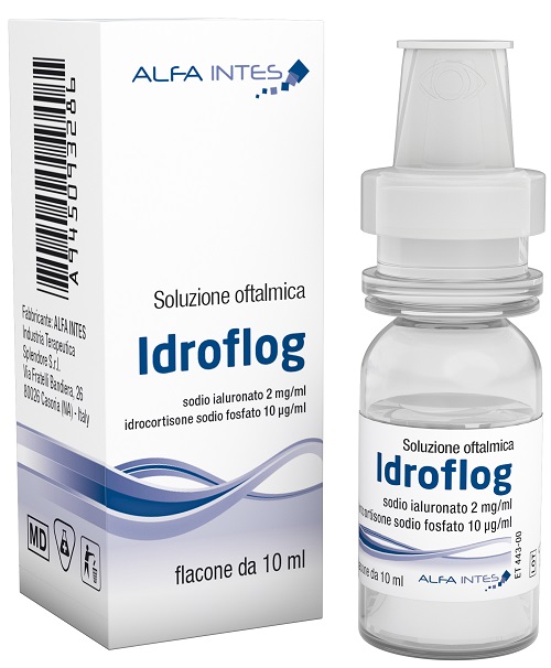 SOLUZIONE OFTALMICA IDROFLOG ACIDO IALURONATO 2 MG/ML E IDROCORTISONE SODIO FOSFATO 10 MCG/ML 10 ML - Farmacia Sant Anna SAS del Dott. Mariani Federigo
