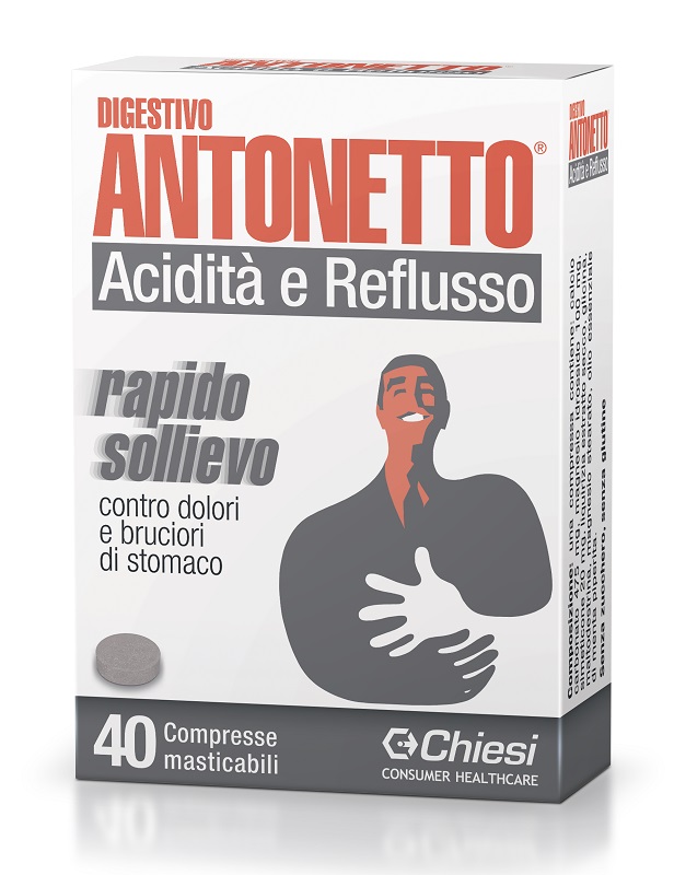DIGESTIVO ANTONETTO ACIDITA' E REFLUSSO 40 COMPRESSE MASTICABILI - Farmacia Sant Anna SAS del Dott. Mariani Federigo