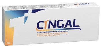 SIRINGA PRERIEMPITA INTRA ARTICOLARE CINGAL 4 ML 22MG/ML ACIDO RETICOLATO CON 4,5 MG/ML TRIAMCINOLONE ESACETONIDE - Farmacia Sant Anna SAS del Dott. Mariani Federigo
