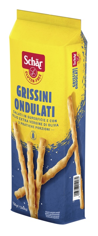 SCHAR GRISSINI ONDULATI SALATI IN SUPERFICIE 3 PORZIONI DA 50 G - Farmacia Sant Anna SAS del Dott. Mariani Federigo