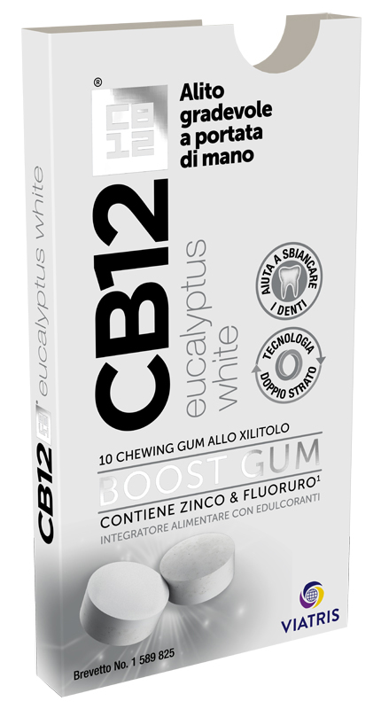 CB12 BOOST EUCALYPTUS WHITE 10 CHEWING GUM - Farmacia Sant Anna SAS del Dott. Mariani Federigo