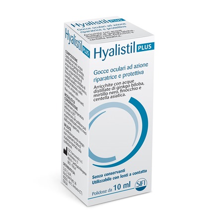 GOCCE OCULARI HYALISTIL PLUS ACIDO IALURONICO 0,4% ACQUA DISTILLATA DI GINKGO BILOBA + MIRTILLO NERO + FINOCCHIO + CENTELLA ASIATICA 10 ML - Farmacia Sant Anna SAS del Dott. Mariani Federigo