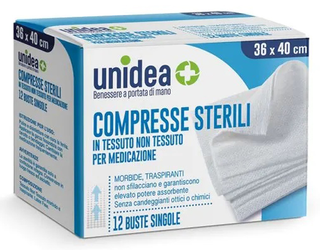 GARZA COMPRESSA UNIDEA IN TESSUTO NON TESSUTO 36X40 12 PEZZI - Farmacia Sant Anna SAS del Dott. Mariani Federigo