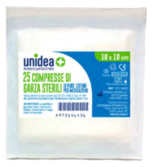 GARZA COMPRESSA UNIDEA COTONE 10X10 CM 25 PEZZI - Farmacia Sant Anna SAS del Dott. Mariani Federigo