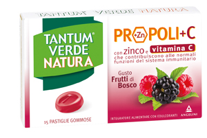 TANTUM VERDE NATURA PROPOLI+C CON ZINCO E VITAMINA C 15 PASTIGLIE GOMMOSE GUSTO FRUTTI DI BOSCO - Farmacia Sant Anna SAS del Dott. Mariani Federigo