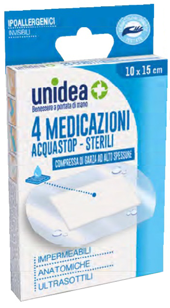 MEDICAZIONE UNIDEA 10X15 CM STERILE IMPERMEABILE 4 PEZZI - Farmacia Sant Anna SAS del Dott. Mariani Federigo