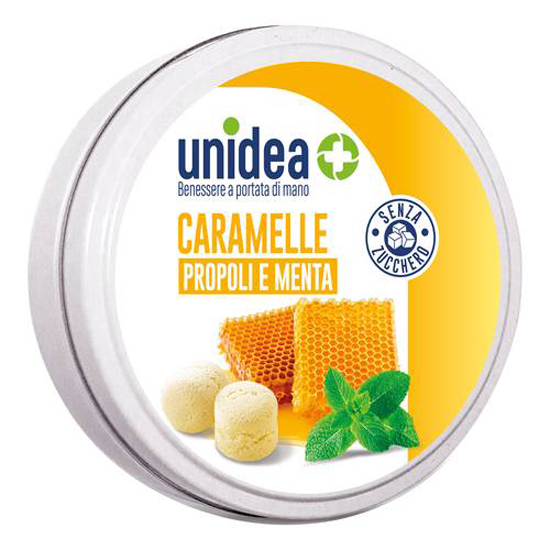 UNIDEA CARAMELLE PROPOLI E MENTA SENZA ZUCCHERO 40 G - Farmacia Sant Anna SAS del Dott. Mariani Federigo