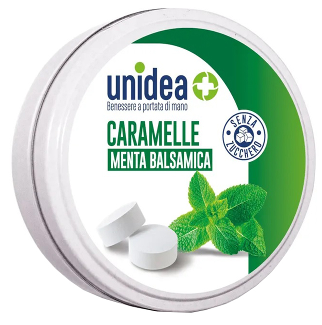 UNIDEA CARAMELLE MENTA BALSAMICA SENZA ZUCCHERO 40 G - Farmacia Sant Anna SAS del Dott. Mariani Federigo