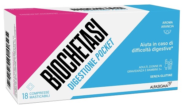 BIOCHETASI DIGESTIONE POCKET 18 COMPRESSE MASTICABILI - Farmacia Sant Anna SAS del Dott. Mariani Federigo