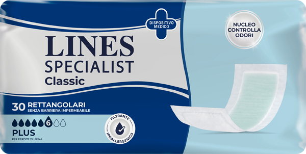 PANNOLONE RETTANGOLARE LINES SPECIALIST CLASSIC SENZA BARRIERA 30 PEZZI - Farmacia Sant Anna SAS del Dott. Mariani Federigo